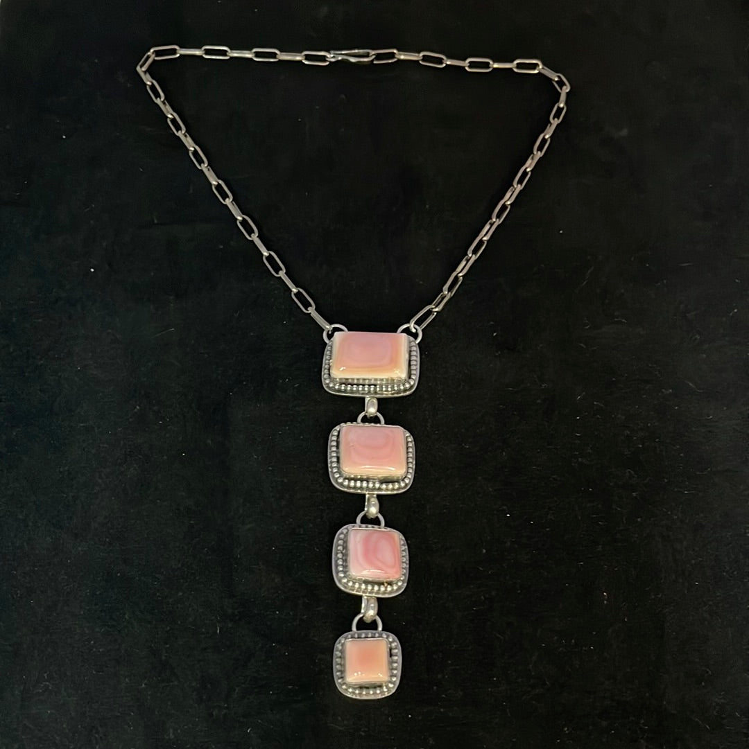 Pink Conch Shell 19” Lariat Necklace