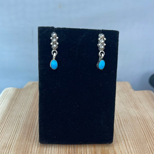 Sleeping Beauty Turquoise Post Dangle Earrings