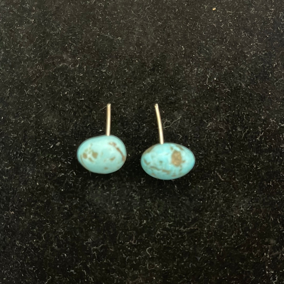 Tumbled Chunk Turquoise Post Earrings
