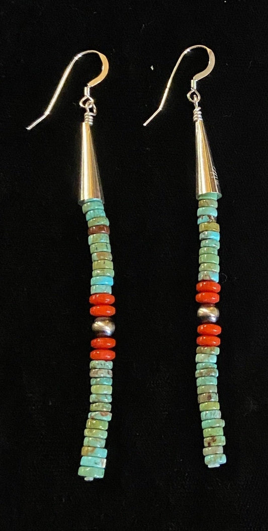 Elisa Turquoise and Red Coral Earrings
