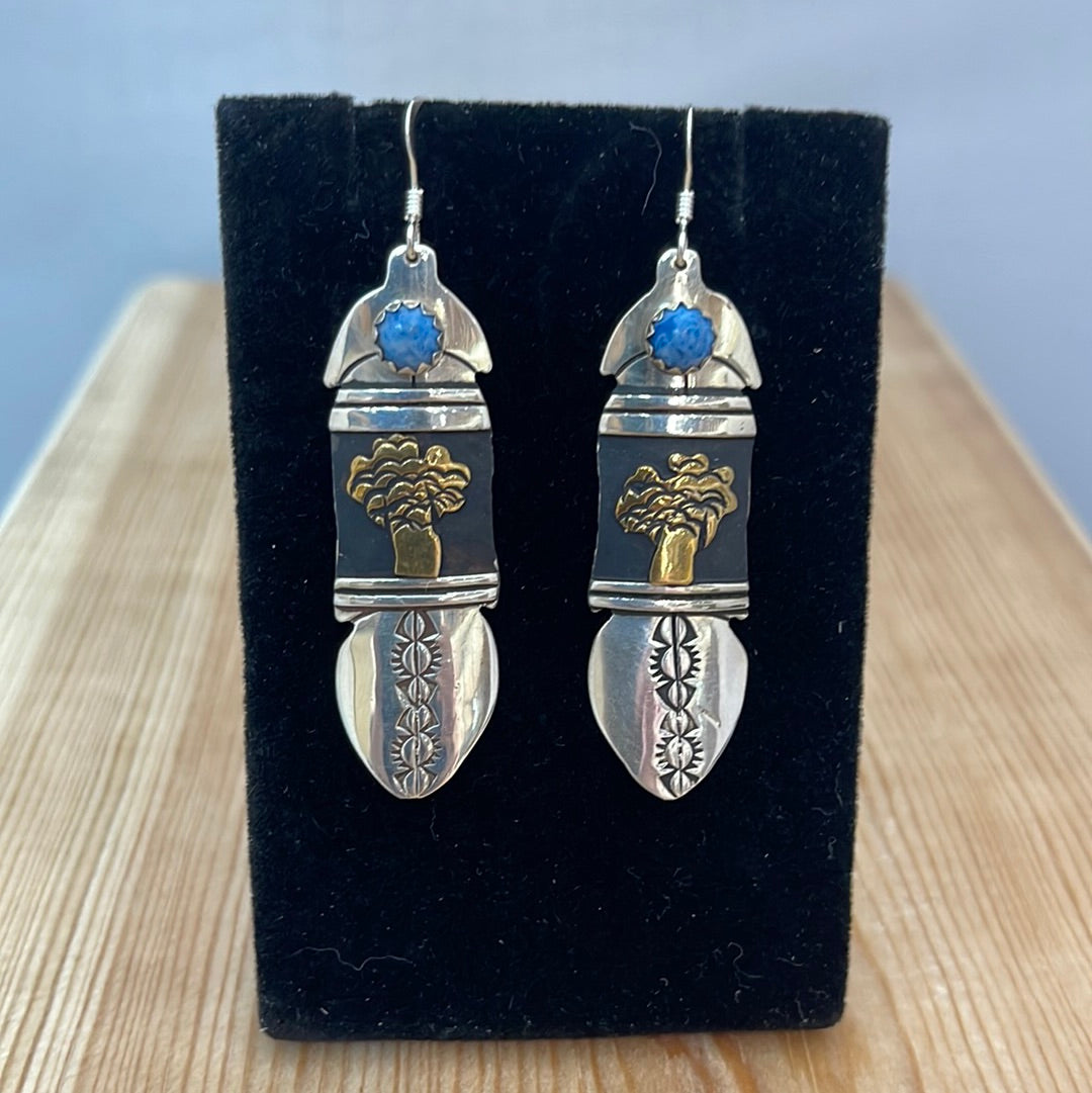 Silver Tree Design Hook Earrings