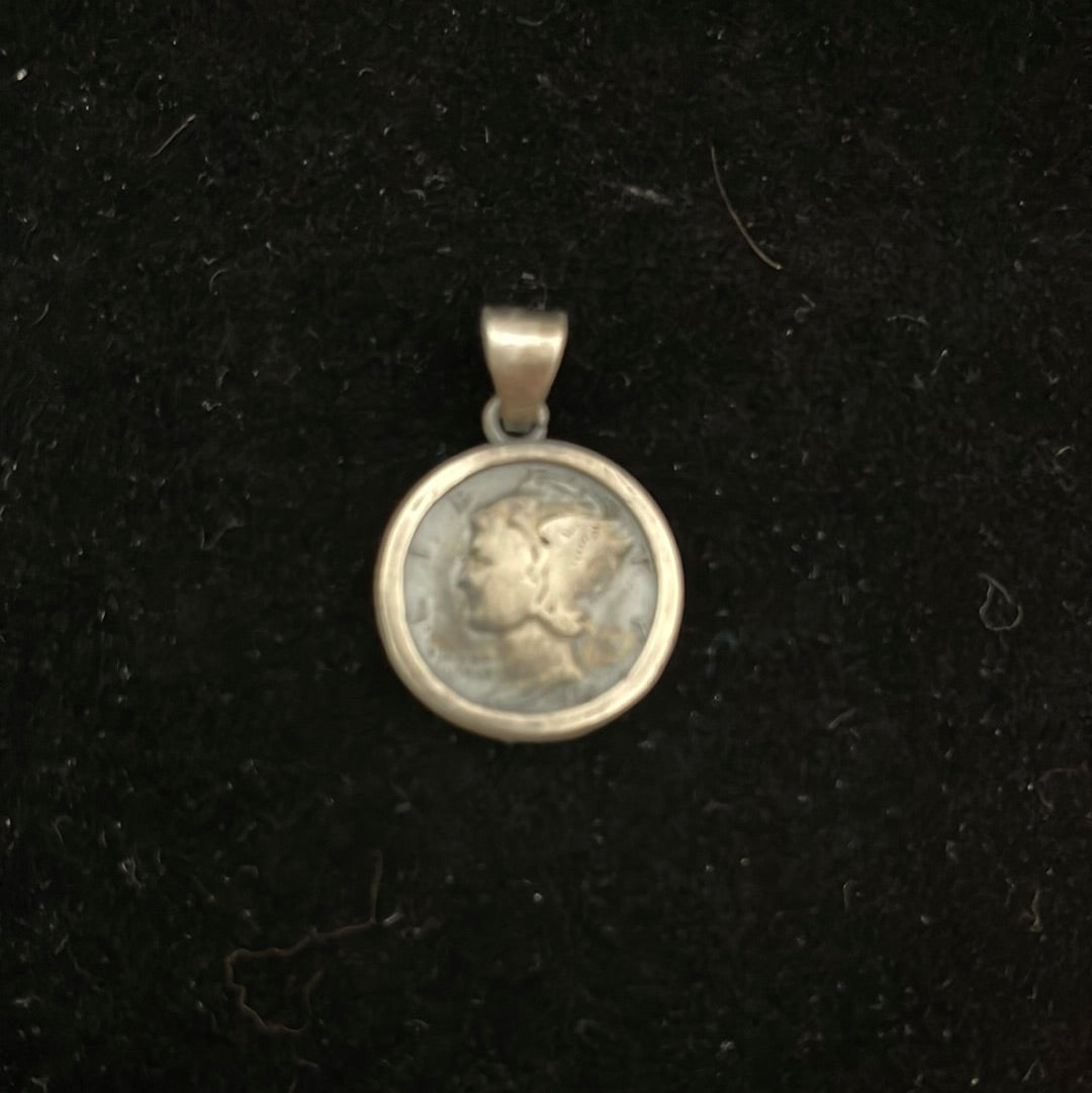 1935 Mercury Dime with Silver Pendant