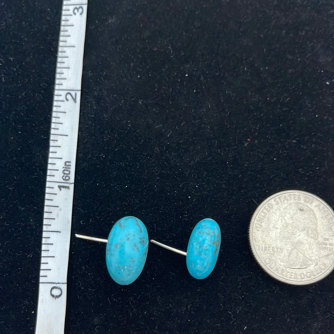 Tumbled Chunk Turquoise Post Earrings