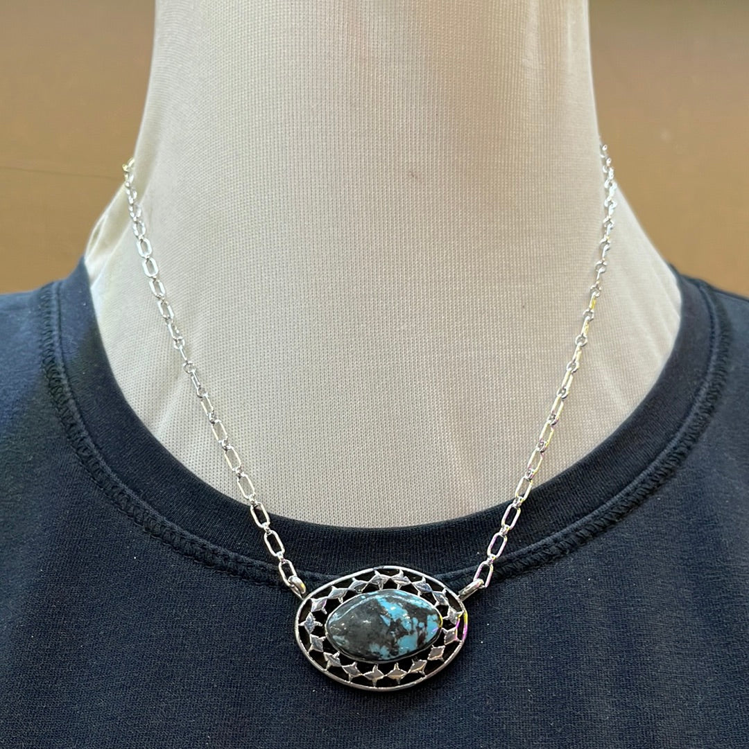 Kingman Turquoise 16" Necklace by Greg Yazzie, Navajo