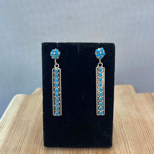 Sleeping Beauty Turquoise Zuni Petit Point Post Earrings