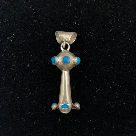 Kingman Turquoise Squash Blossom Pendant