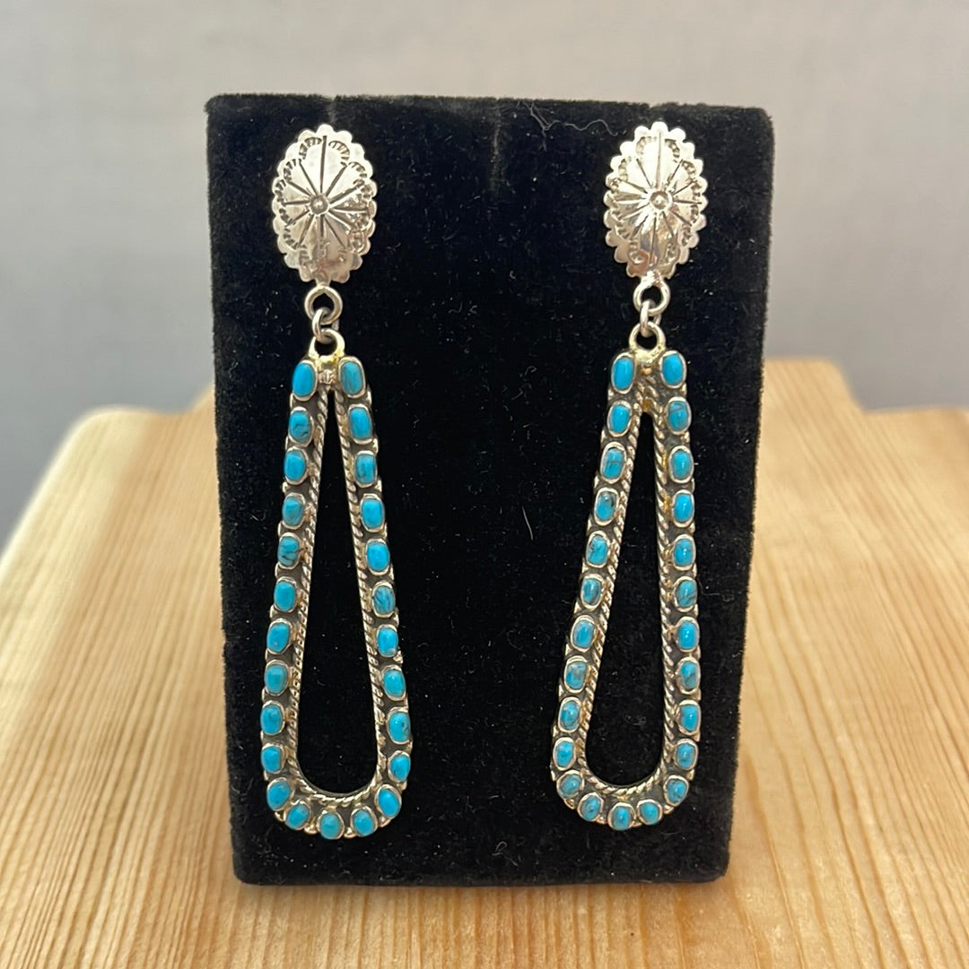 Sleeping Beauty Turquoise Zuni Petit Point Post Earrings