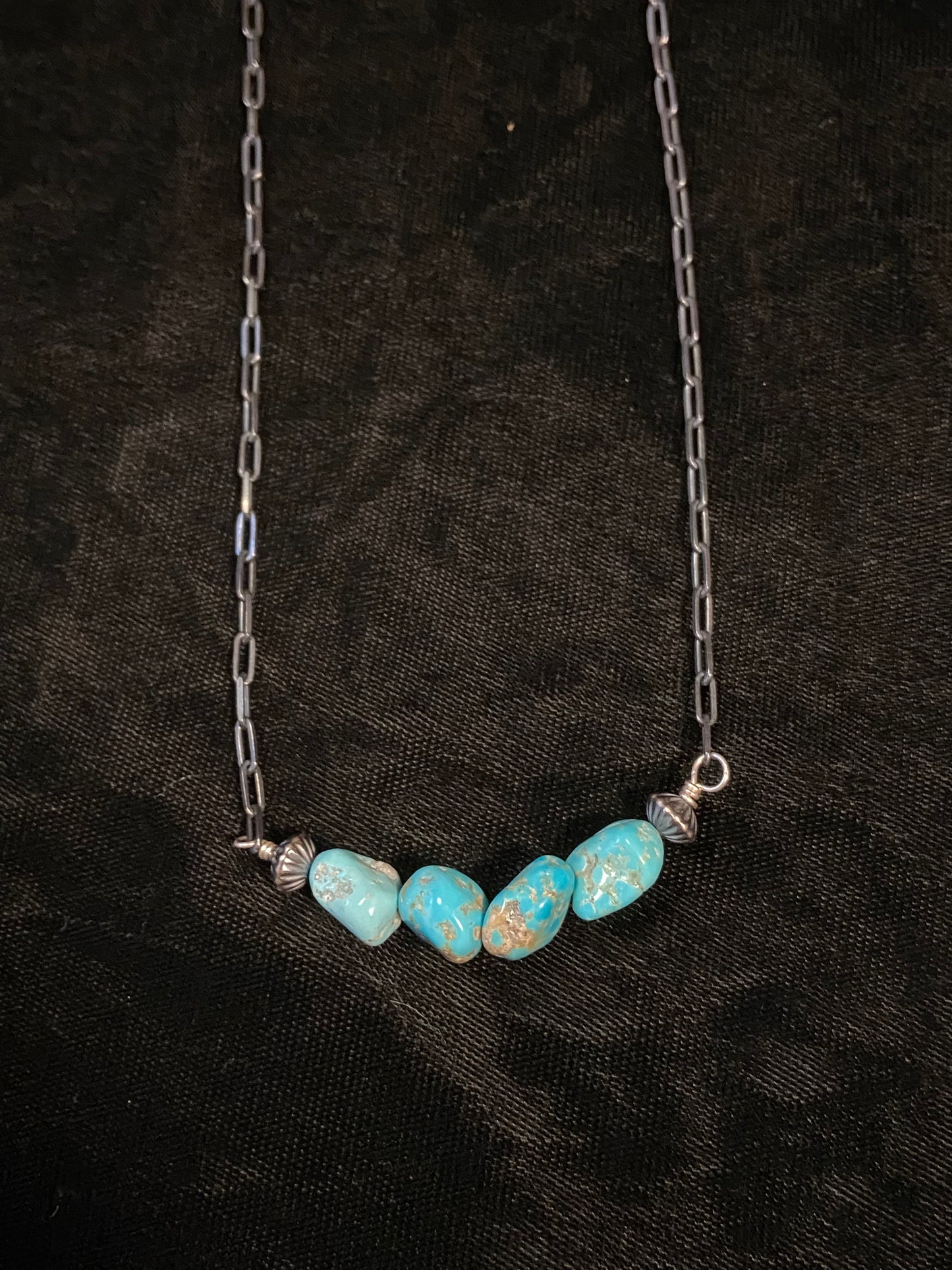 Natural Nugget Turquoise Paperclip Chain Necklace 16"