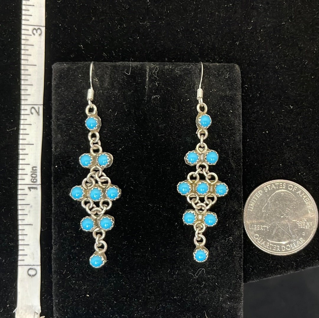 Sleeping Beauty Turquoise Zuni Hook Earrings