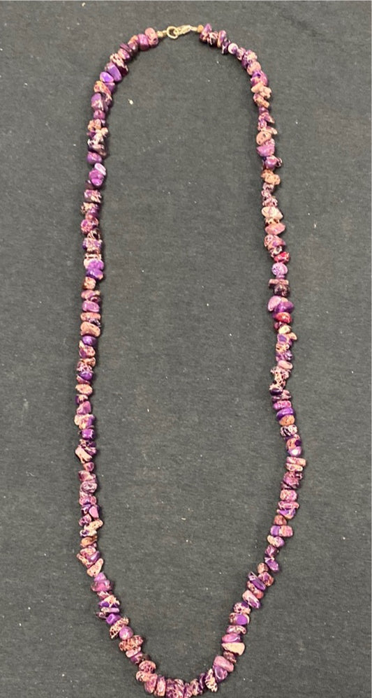 Purple magnesite strung necklace 40” Santa Domingo tribe