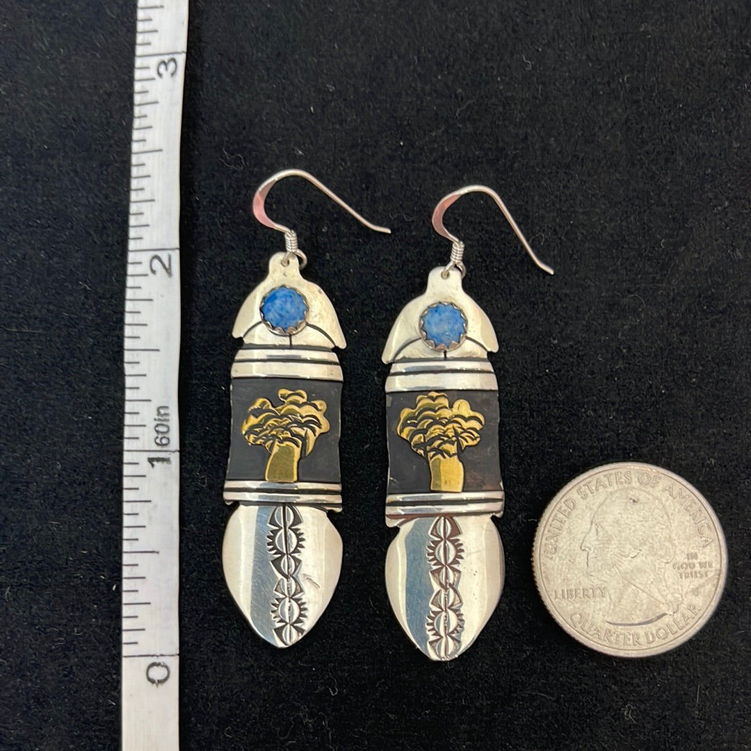 Silver Tree Design Hook Earrings
