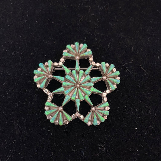 Opal Flower Design Pendant/Pin