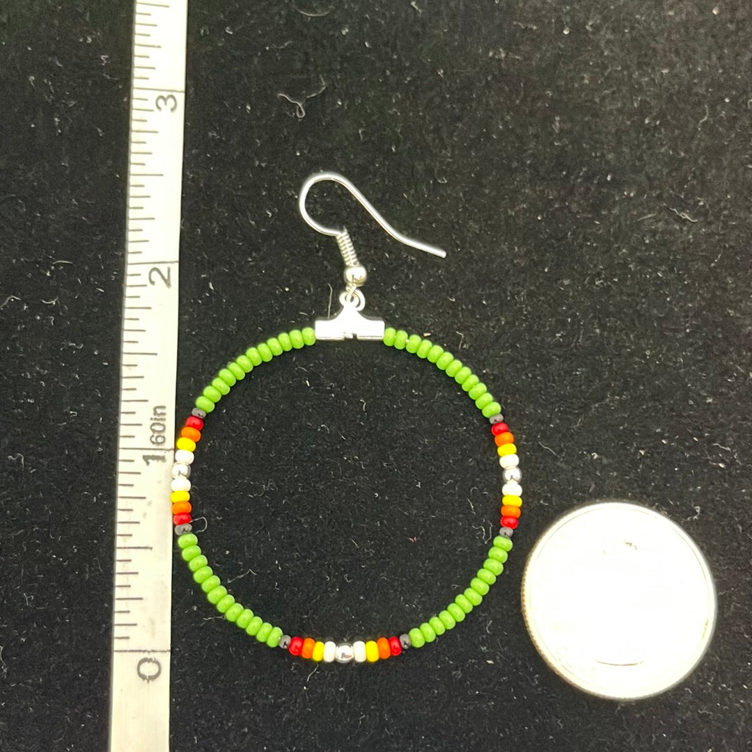 Seed Bead Hoops on Hook Earrings by Franklin Kee, Navajo