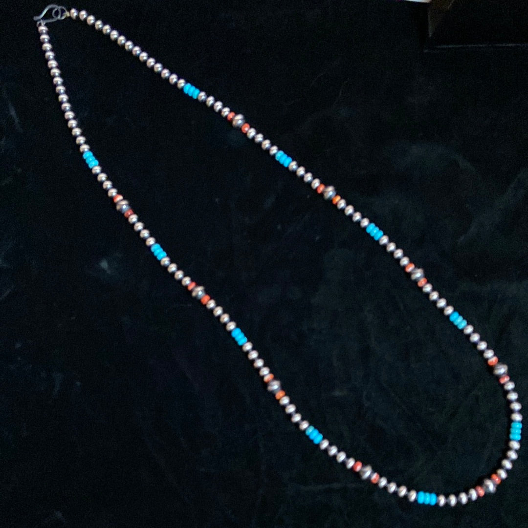 40" Navajo Pearls with Turquoise and Spiny Oyster