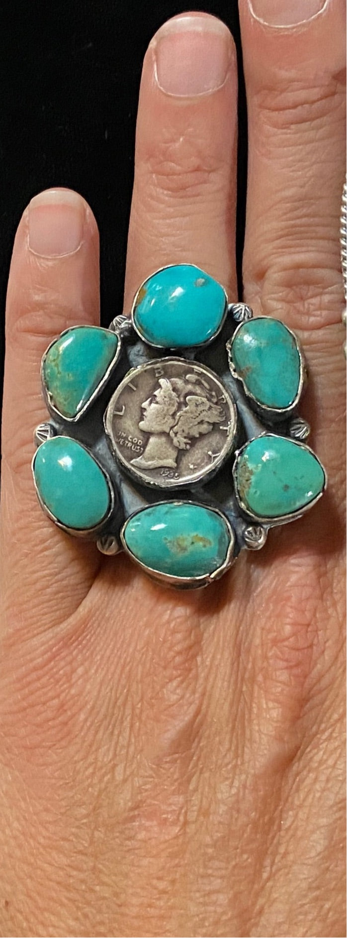Royston Turquoise 1935 Dime Ring