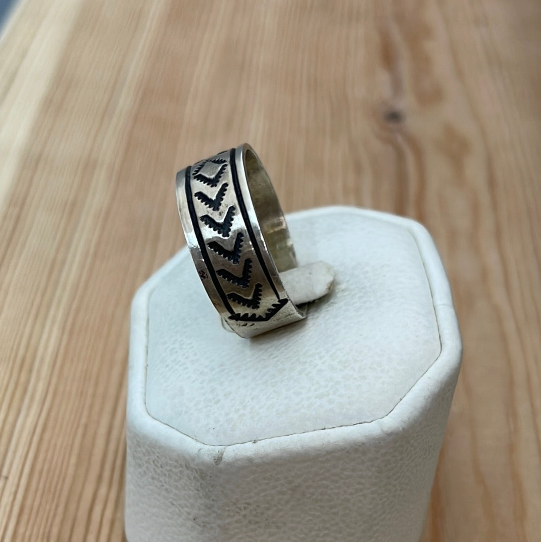 Size 12 - “Fuzzy V” Stamped Band Ring