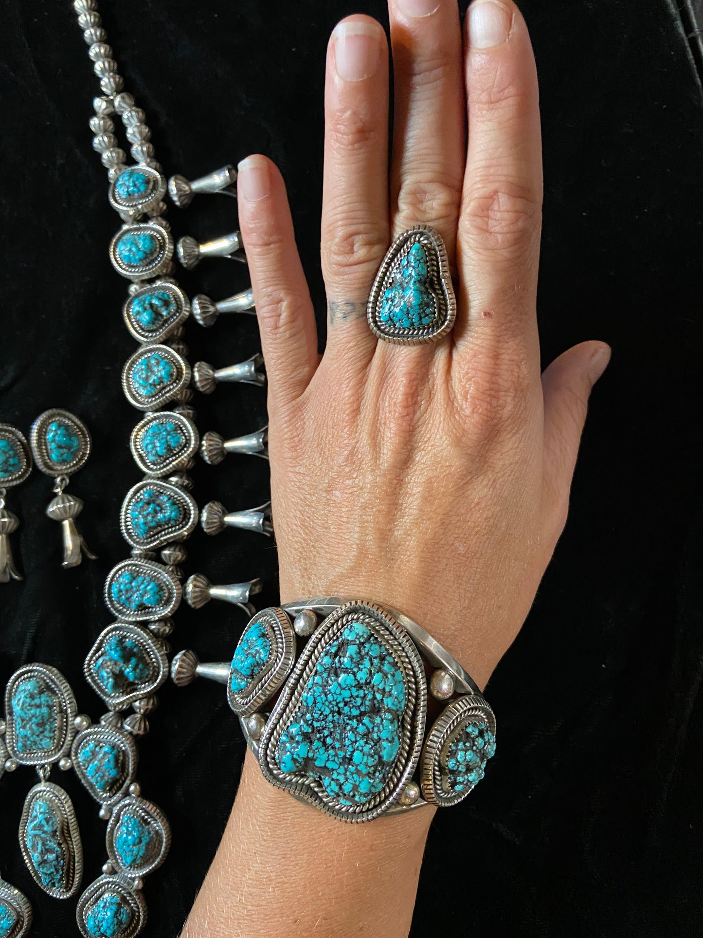 Vintage Lone Mountain Turquoise set by Mary Marie