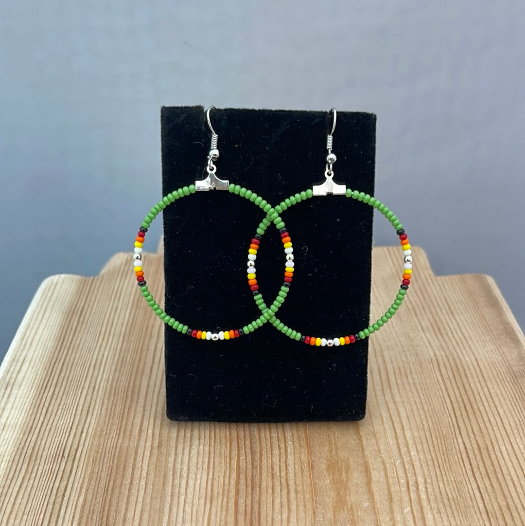 Seed Bead Hoops on Hook Earrings by Franklin Kee, Navajo