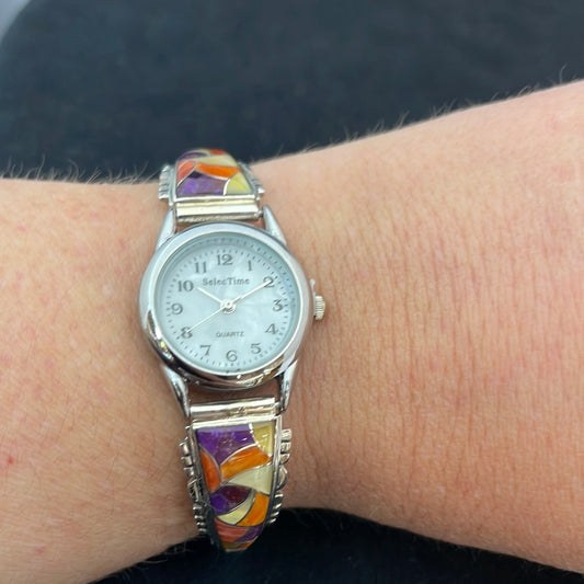 Orange & Purple Spiny Oyster and Mother of Pearl Watch