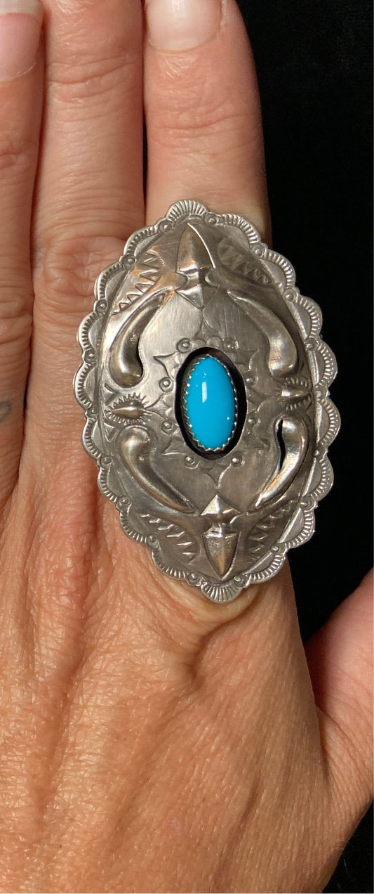 Shadow Box Turquoise Ring size 9.5