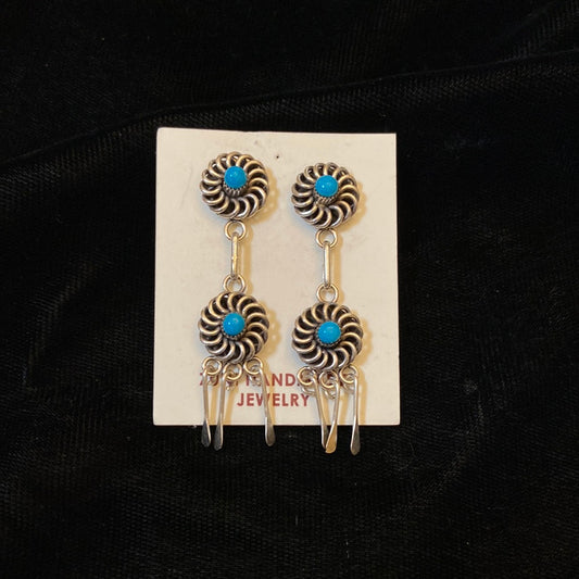 Zuni made Dainty Turquoise Dangle Earrings