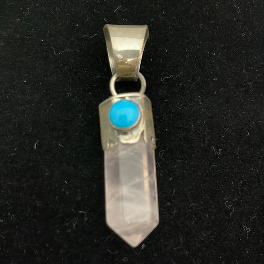 Sleeping Beauty Turquoise with Quartz in Pendant