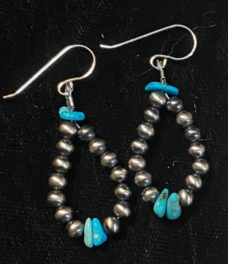 The Turquoise Chip Navajo Pearl Hoop Bead Earring – Shop Envi Me
