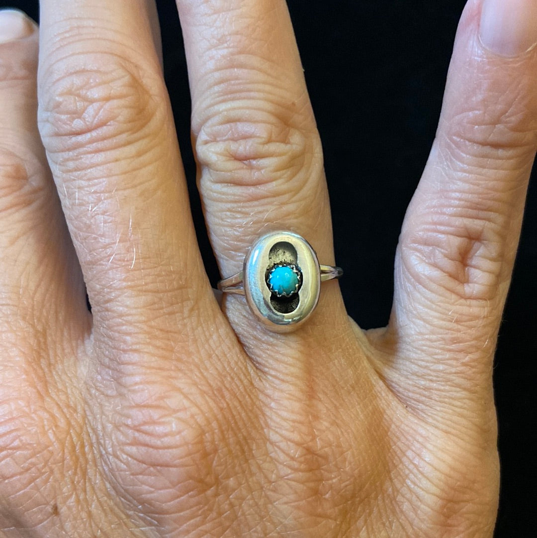 Dainty Shadow Box Turquoise Ring