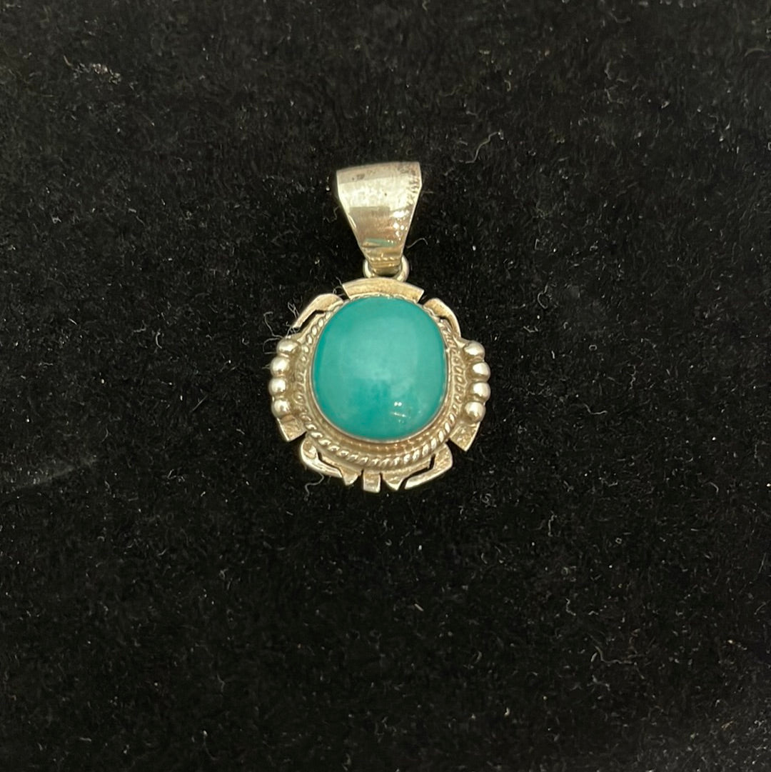 Round Kingman Turquoise Pendant