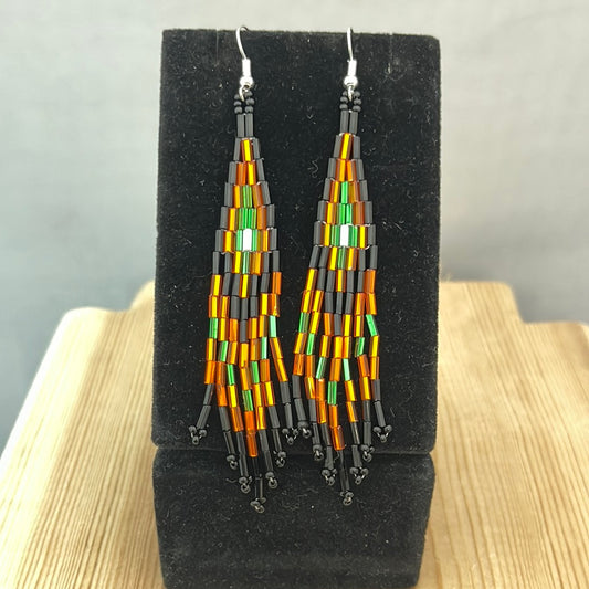 Seed Bead with Bar Bead on Hook Earrings