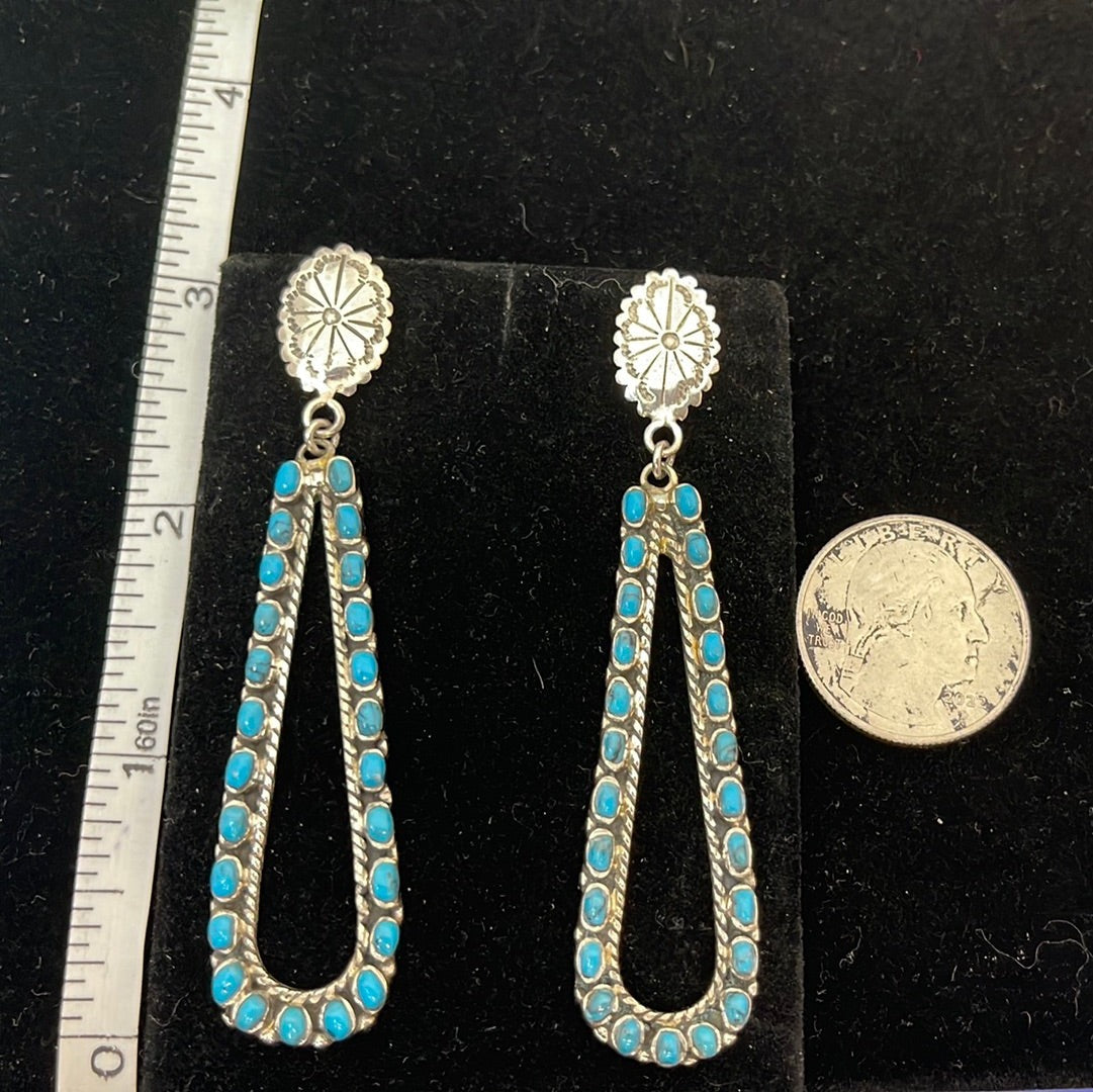 Sleeping Beauty Turquoise Zuni Petit Point Post Earrings