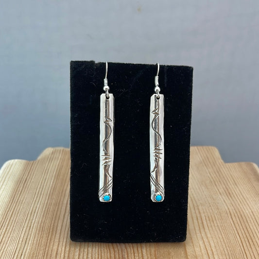 Sleeping Beauty Turquoise Bar Dangle Hook Earrings