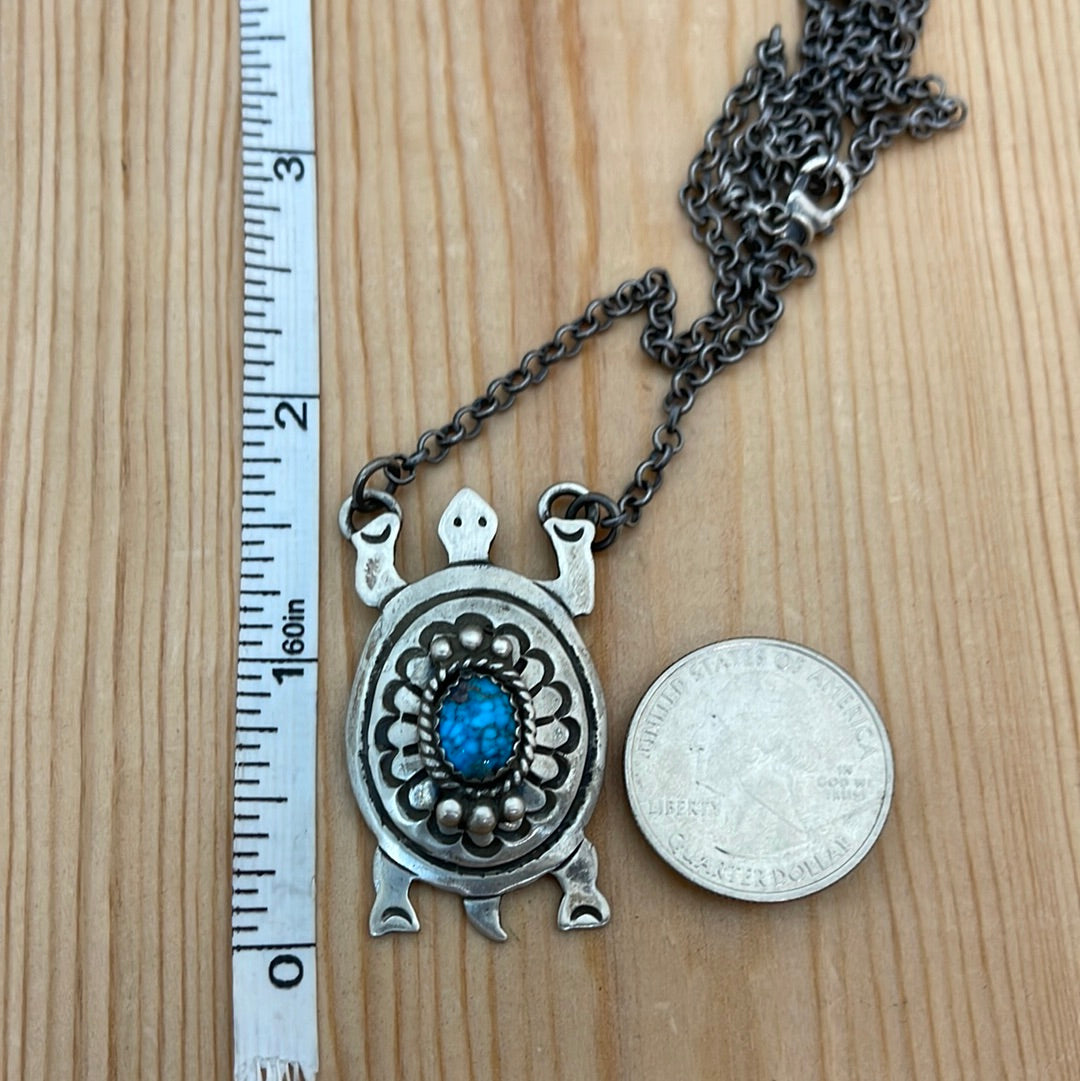 Turtle 18” Necklace with Turquoise
