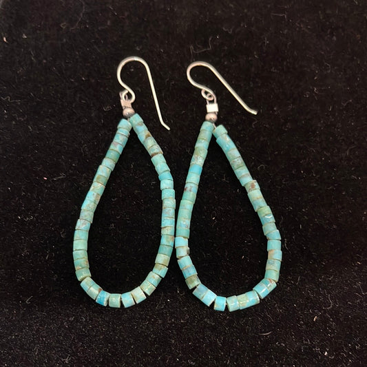 Turquoise Heishi Beads on Hook Earrings