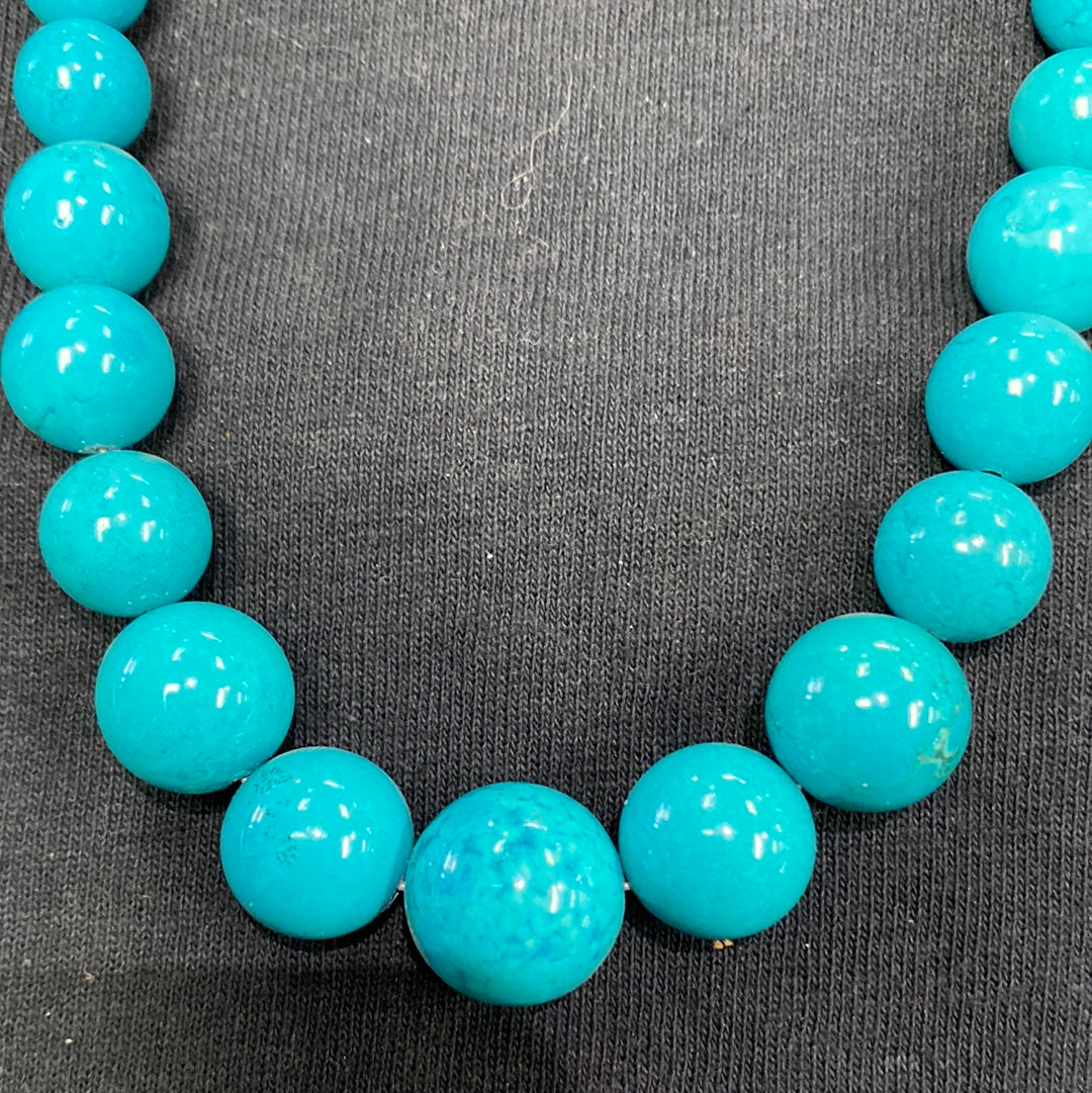 18” plus 3 1/2” Blue Magnesite graduated necklace