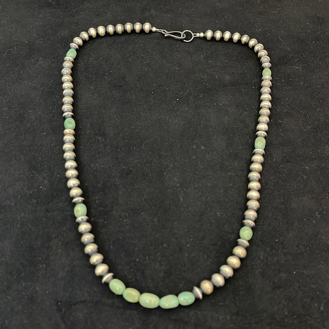 8mm Navajo Pearls with Royston Turquoise 26" Necklace