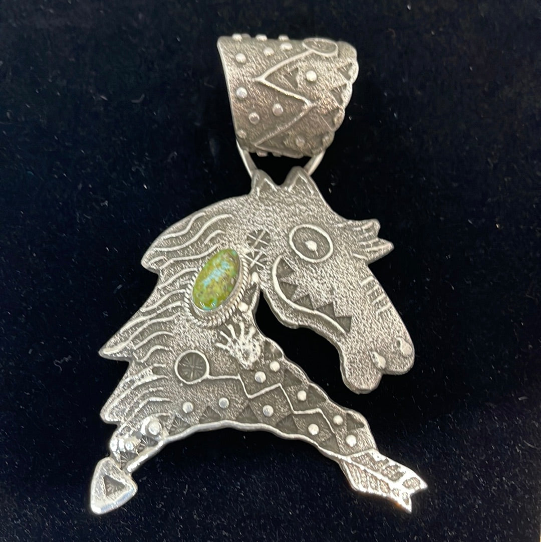 Tufa Cast Horse Pendant with Sonoran Gold Turquoise