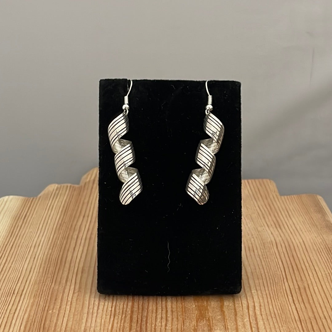 Spiral Silver Hook Earrings