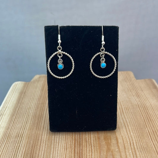 Sterling Silver Circle Rope on Hook Earrings