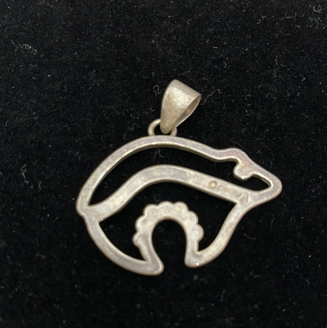 Stamped Silver Bear Pendant