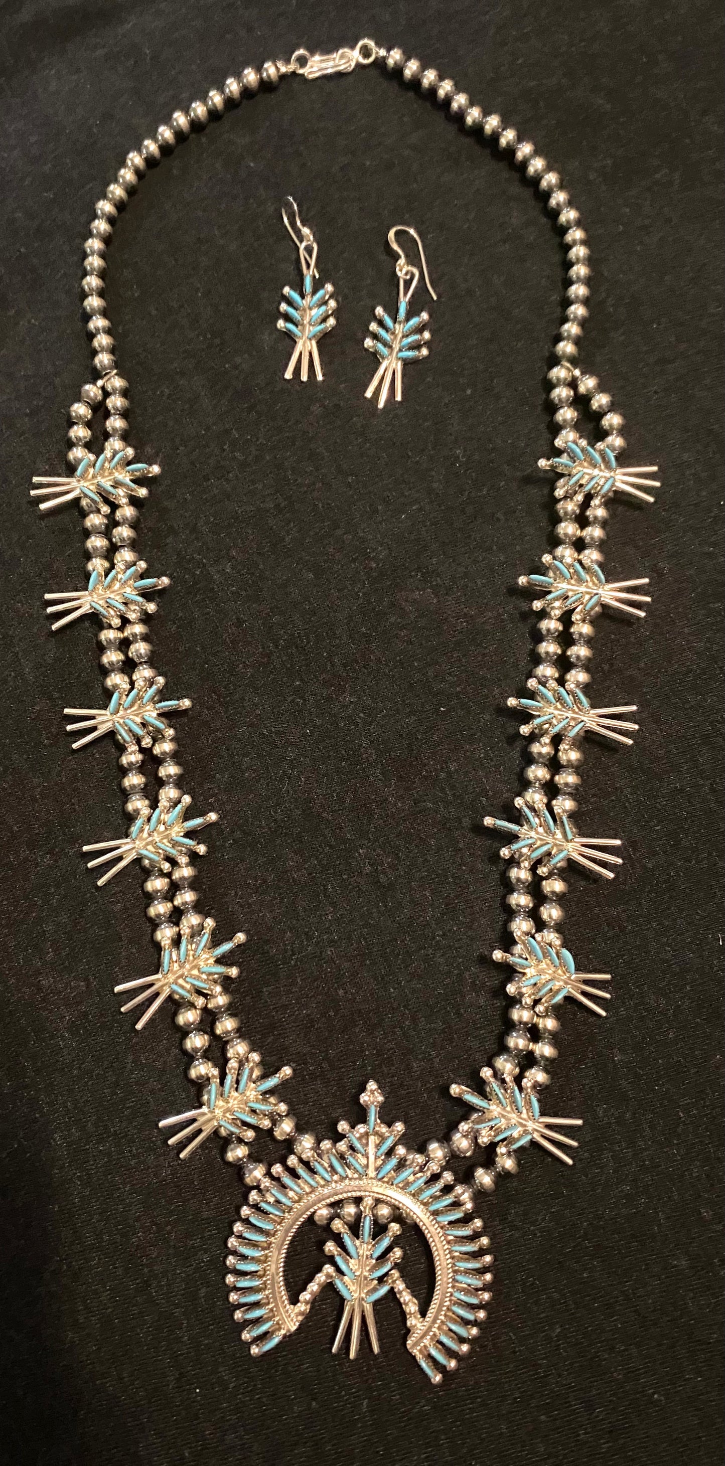 Zuni Turquoise Squash and Earrings