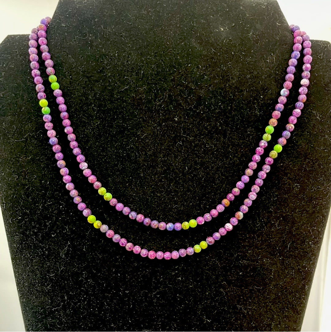 Purple & Green Mojave Turquoise Bead 17" Necklace